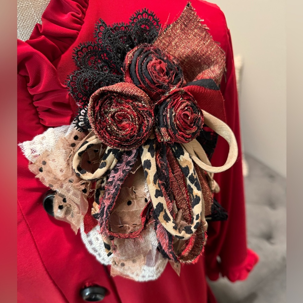 Adorning by D *New Scrappy Flower Pin Boutique brooch ladies OOAK